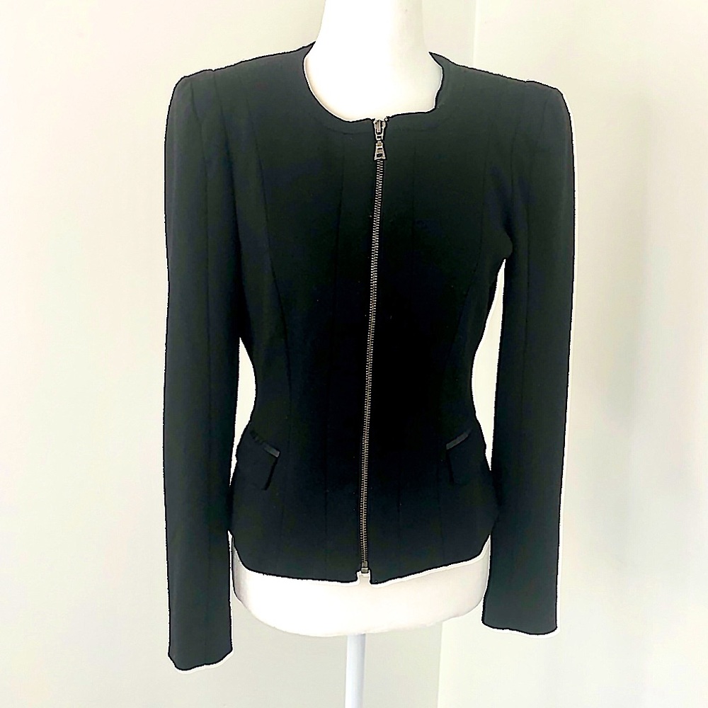 Tahari Black Fitted Pocket Blazer/Jacket